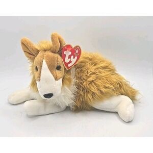 2000 Ty Beanie Baby "Cassie" Retired Tan White Collie Dog BB17